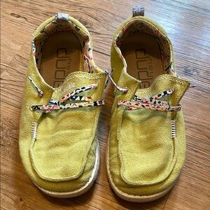 Hey Dude Green Loafers with Moccasin Toe and Slip-On Design